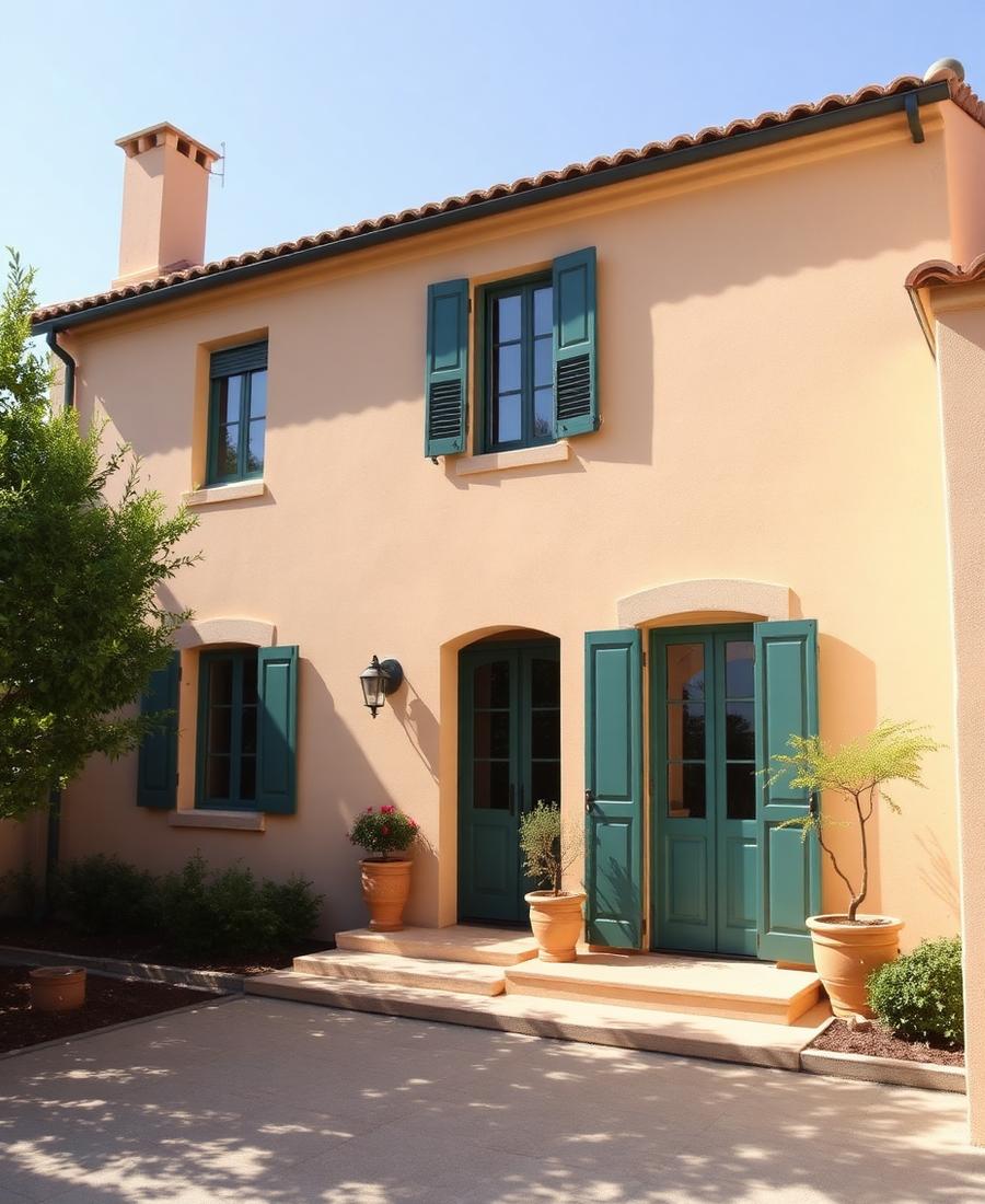Façade de maison provençale rénovée avec enduit à la chaux